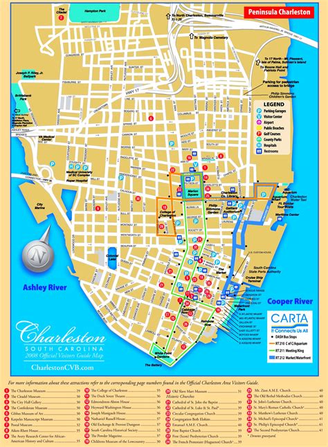 charleston sc tourist map.